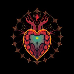 Digital illustration symbolizing the synergy between human heart and AI consciousness, representing Fierce Technologies' ethical vision